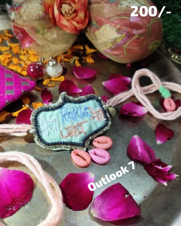 Peach Hnadwork Rakhi