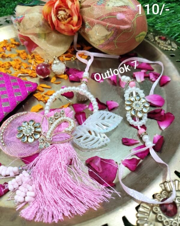 Pink kundan rakhi