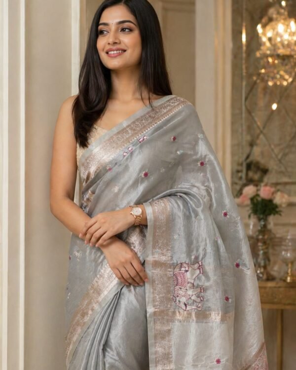 Elephant Embroided Saree