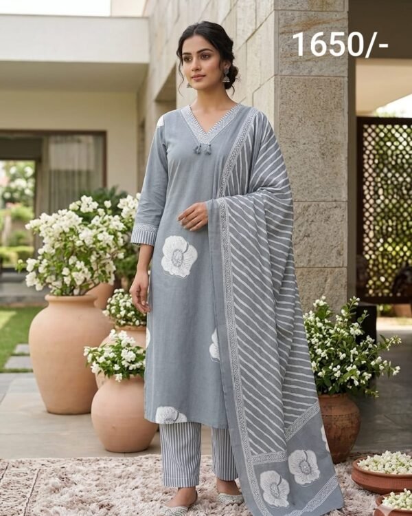Gray Printed Suit