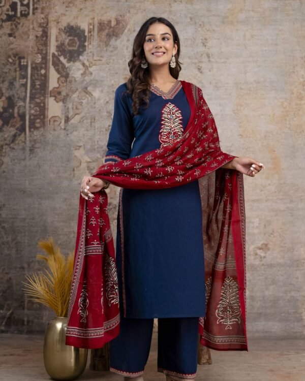 Suit with Azrakh Printed Duppata