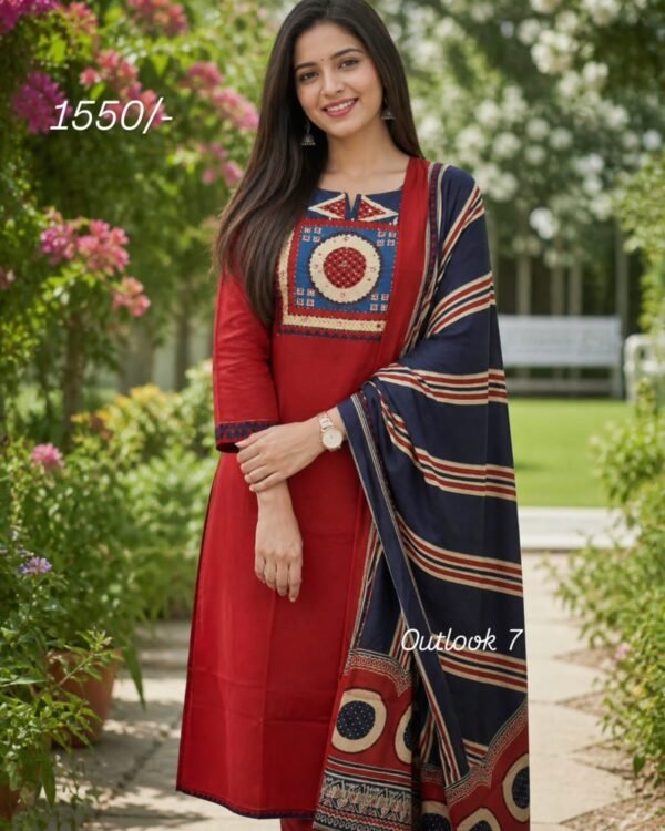Cotton Suit with Handwork