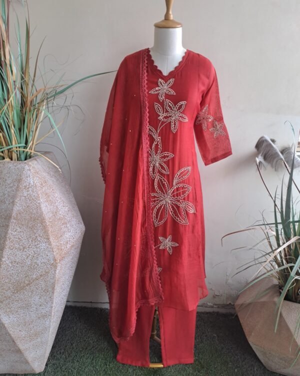 Mul Chanderi Handwork Suit