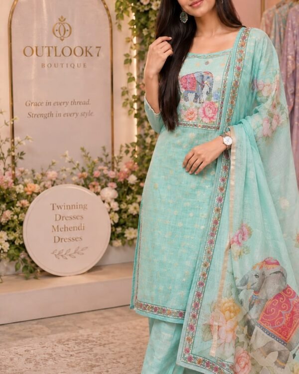 Kota Doriya Elephant Embroided Suit