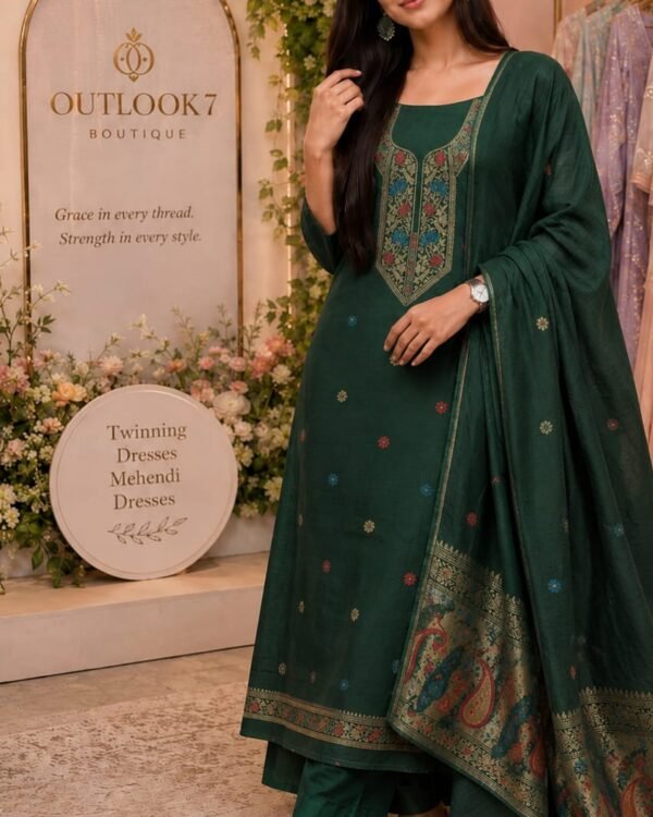 Chanderi Jamdani Unstitched Suit