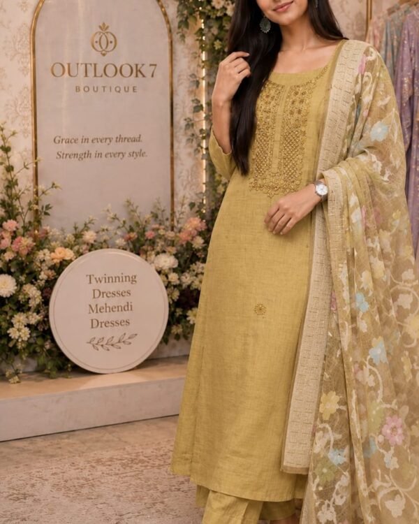 Knotwork with Jamdani Unstitched Suit