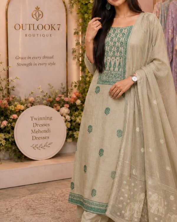 Mirrorwork Chanderi Unstitched Suit