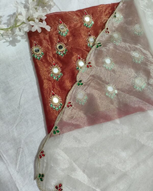 Organza Tissue Saree with Mirror Blouse