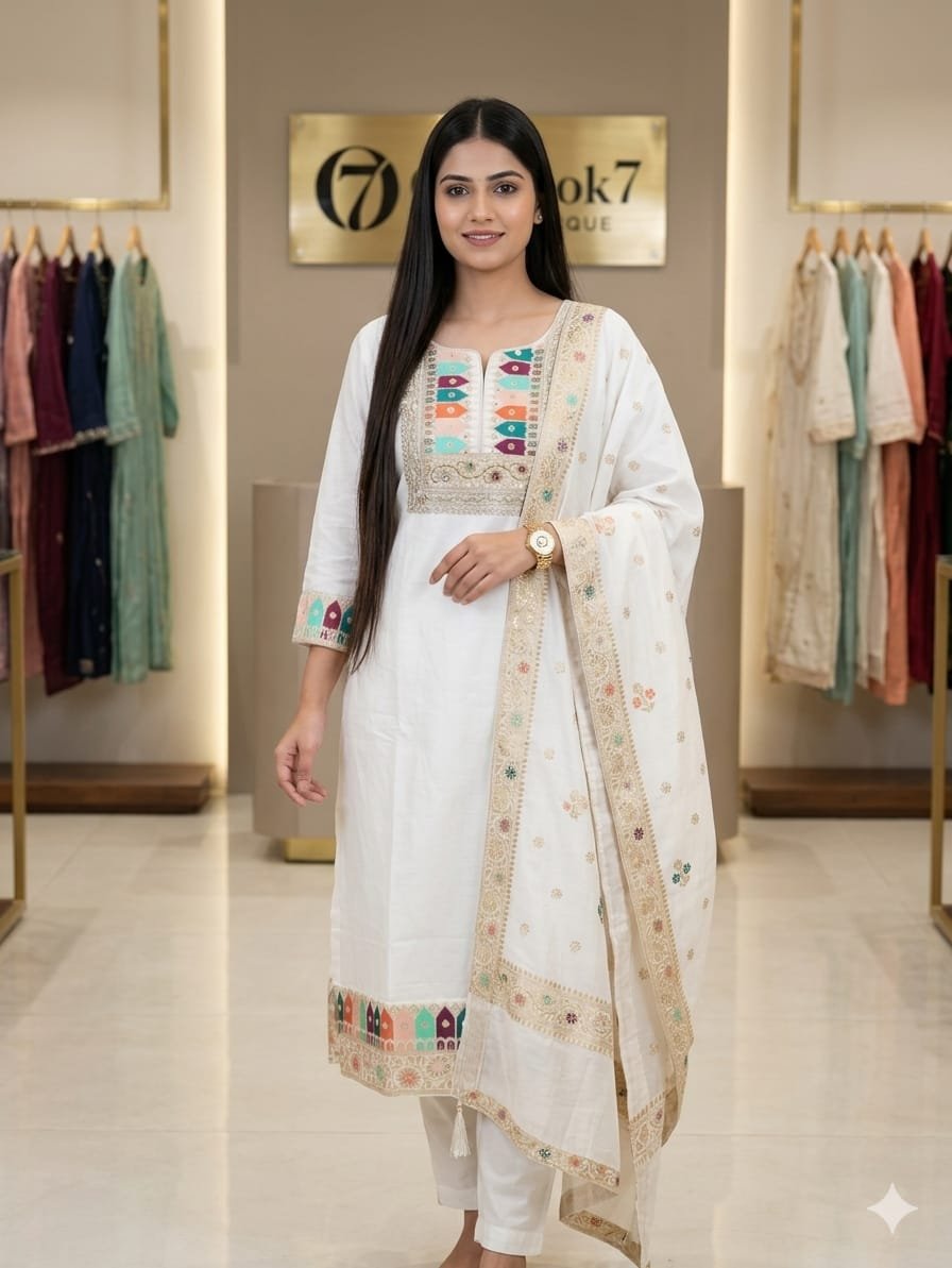 White Suit with Pestle work