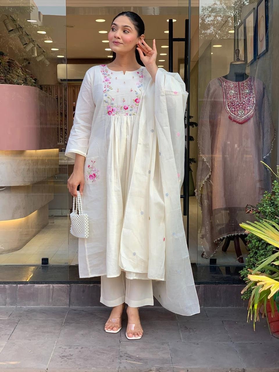 Mul Cotton Embroided Suit