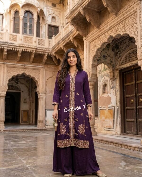 Crepe Embroided Palazzo suit
